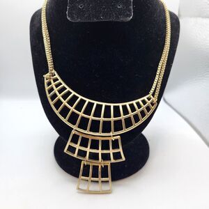 Bohemian Art Deco Statement Bib Necklace 22in